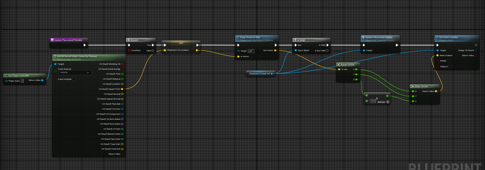 Placement Mode4 blueprint code sample